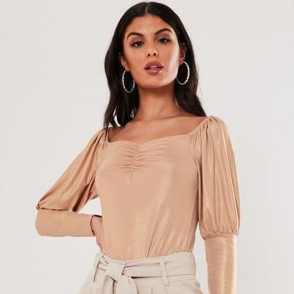 Missguided Tops - Sale! NWT Missguided Blush Shimmer Sweetheart Neck Milkmaid Top US 6